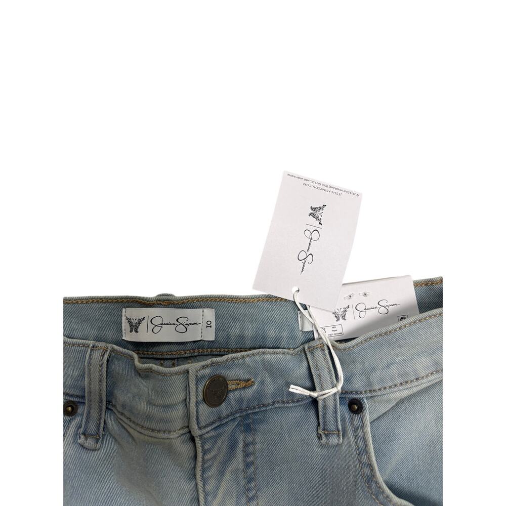 Jessica Simpson Wide Straight‑Leg Jeans 💙 Daisy Embroidered NWT 🤍 Size 10 - Picture 4 of 4